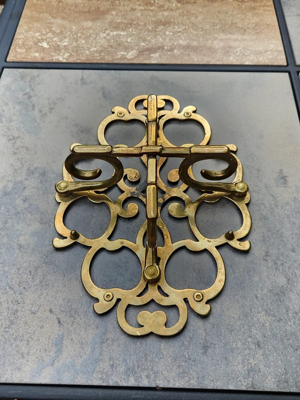 Solid Brass Warming Trivet In Apple Design